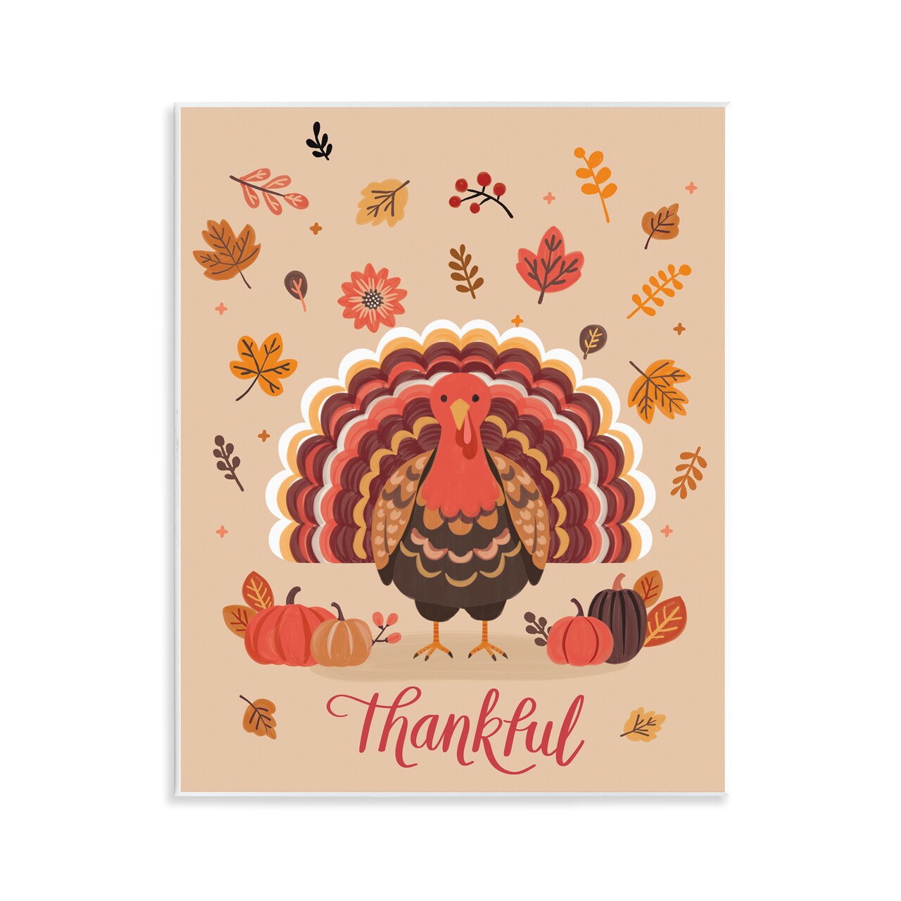 Stupell Industries Thankful Autumnal Turkey Wall Plaque Art Design by Nancy McKenzie